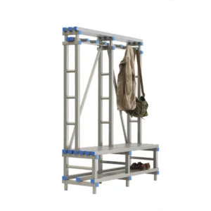 Banco de vestuario en pvc con perchero